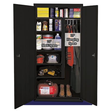 Steel Cabinets Usa Storage Cabinet, 78 in H, 36 in W, 24 in D, Black, 4 Shelves AF-361MAG3-B